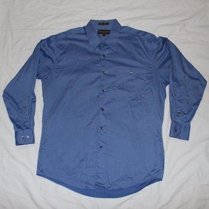 Roberto Villini Collezione 16 32/33 Men's Cotton Long Sleeve Blue Dress Shirt